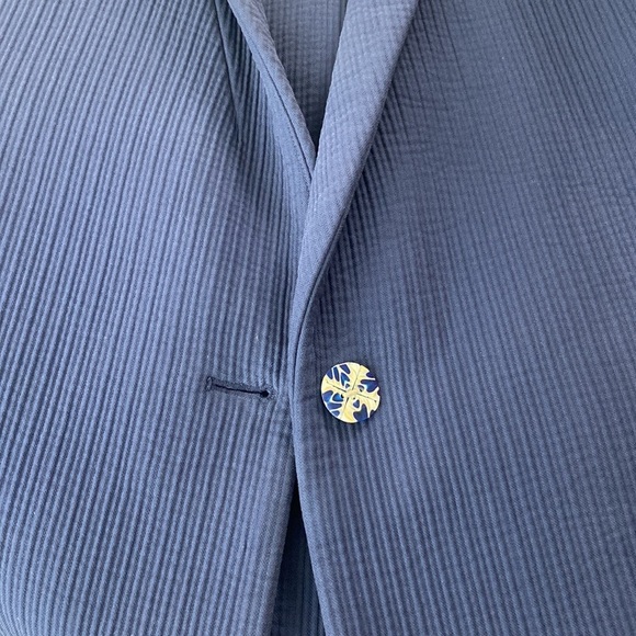 Creatures of the Wind Ribbed Navy Blue Blazer Jacket Split Bell Sleeve sz 2 - Picture 9 of 10